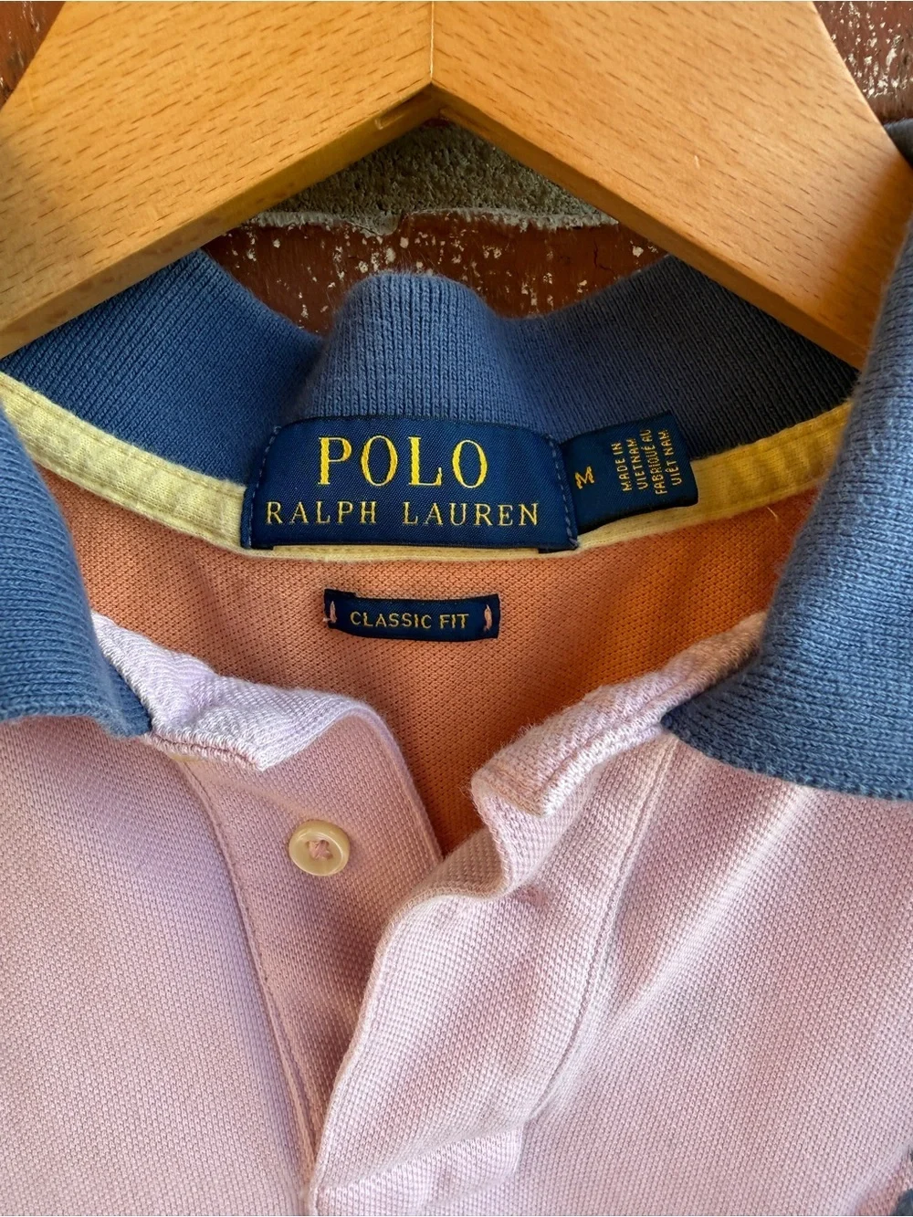 Ralph Lauren Pastel Pink Polo with Blue Collar